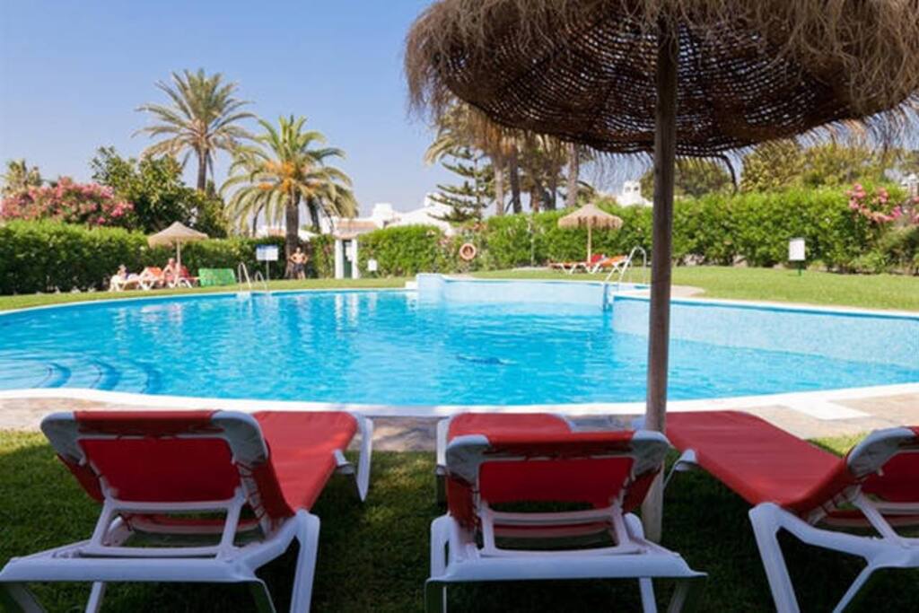Poolside sunbeds