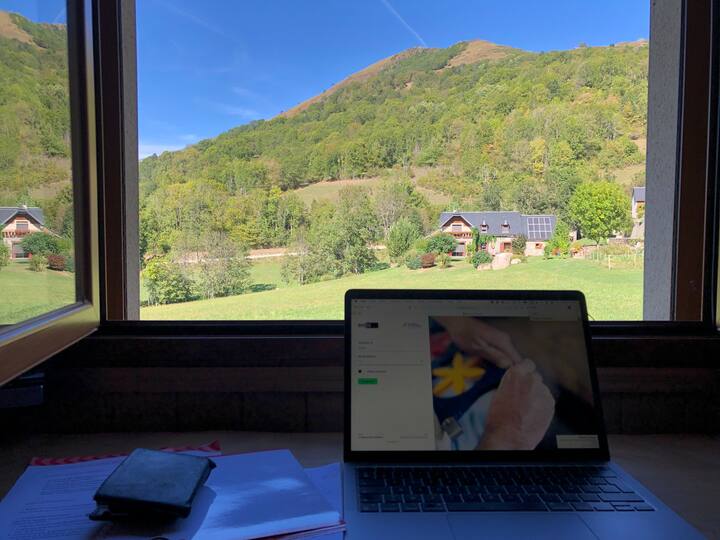 Много хубава гледка към Пиренеите за дистанционна работа:)