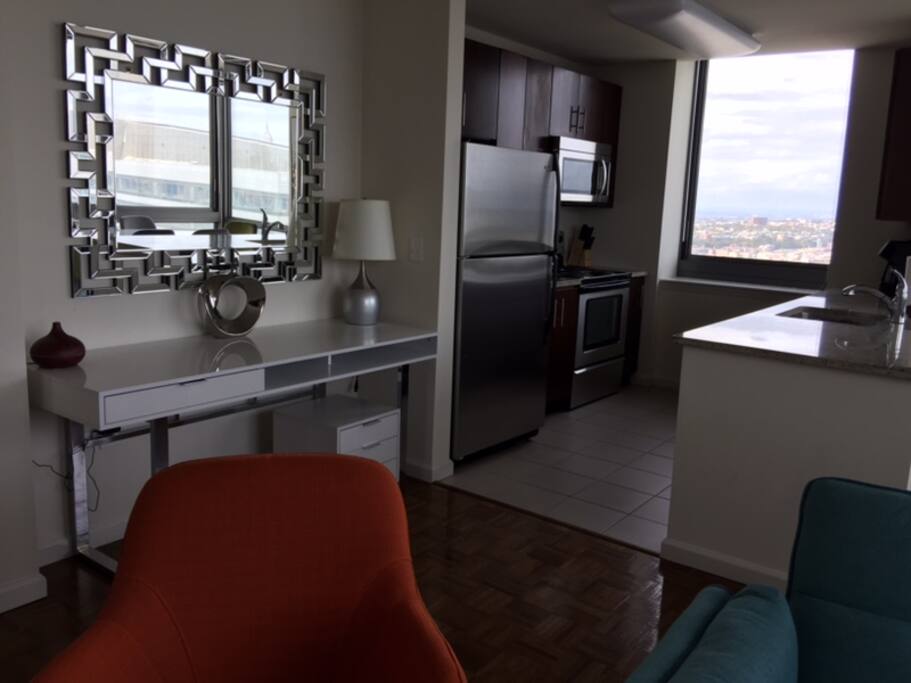 Modern, simple stylings to maximize your stay.