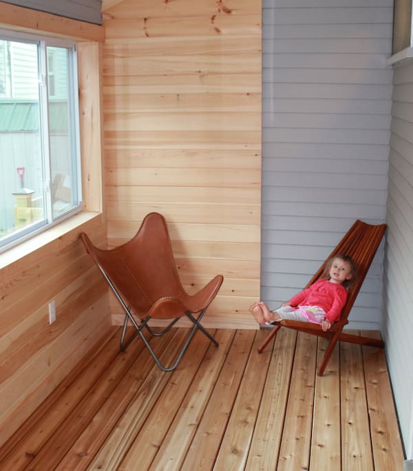 enclosed porch with sleeper sofa