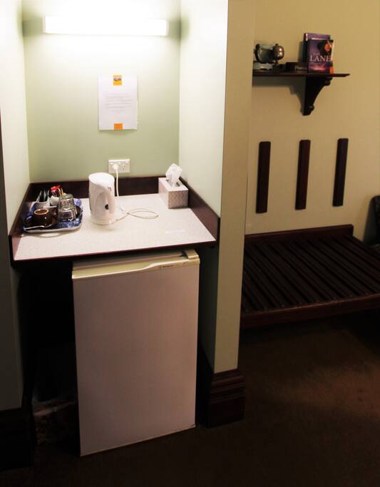 Coffee facility and fridge