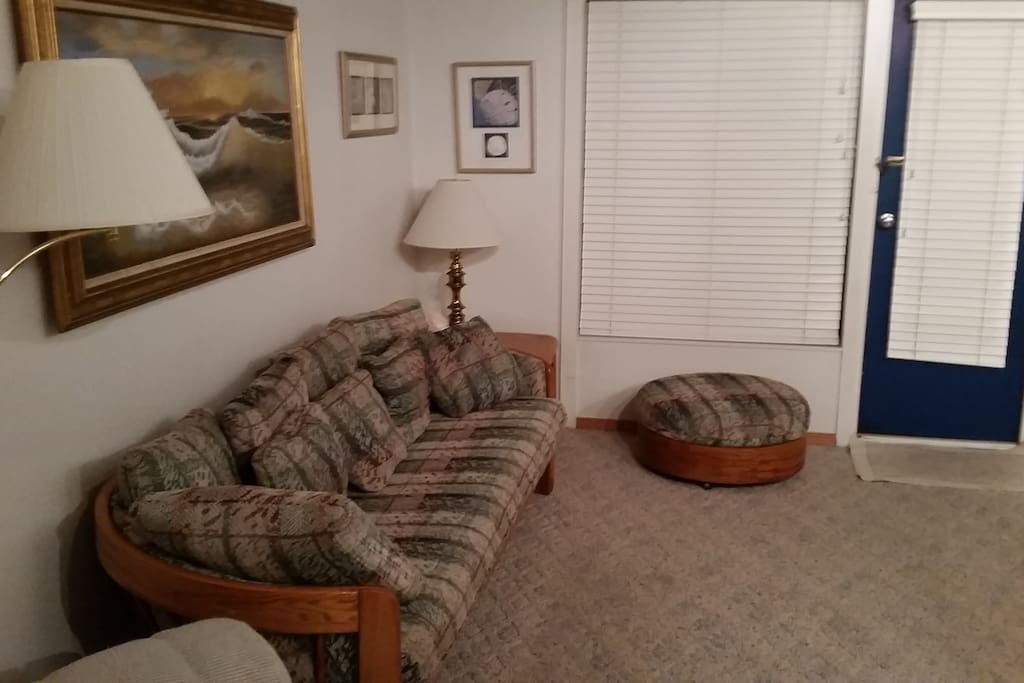 Main Unit couch with views of the bay