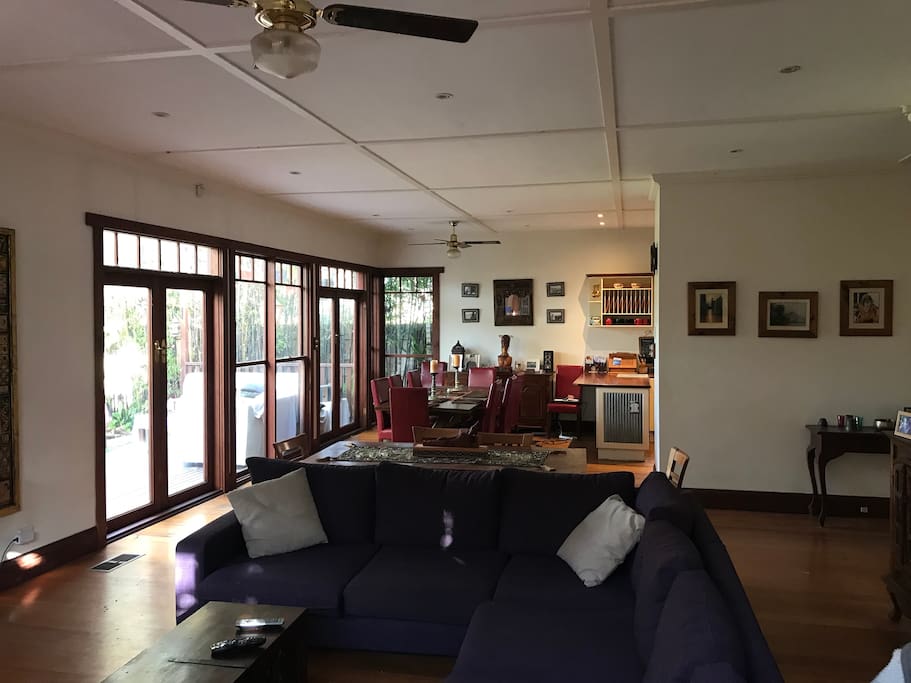 Large entertainment and dining area at rear of house