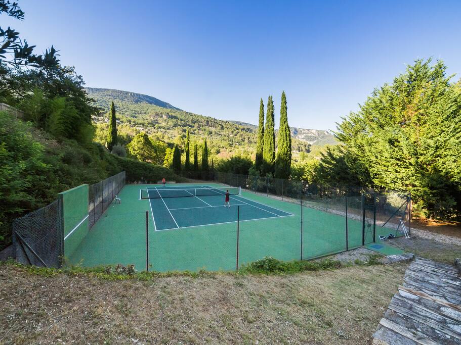 Newly resurfaced tennis court