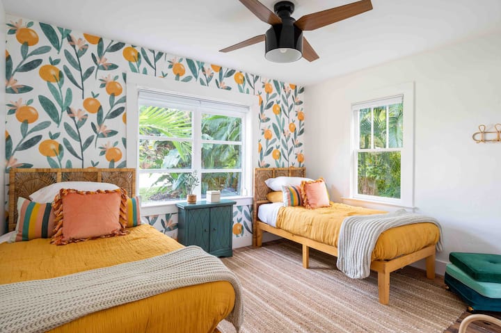 Two Twin beds with blackout shades