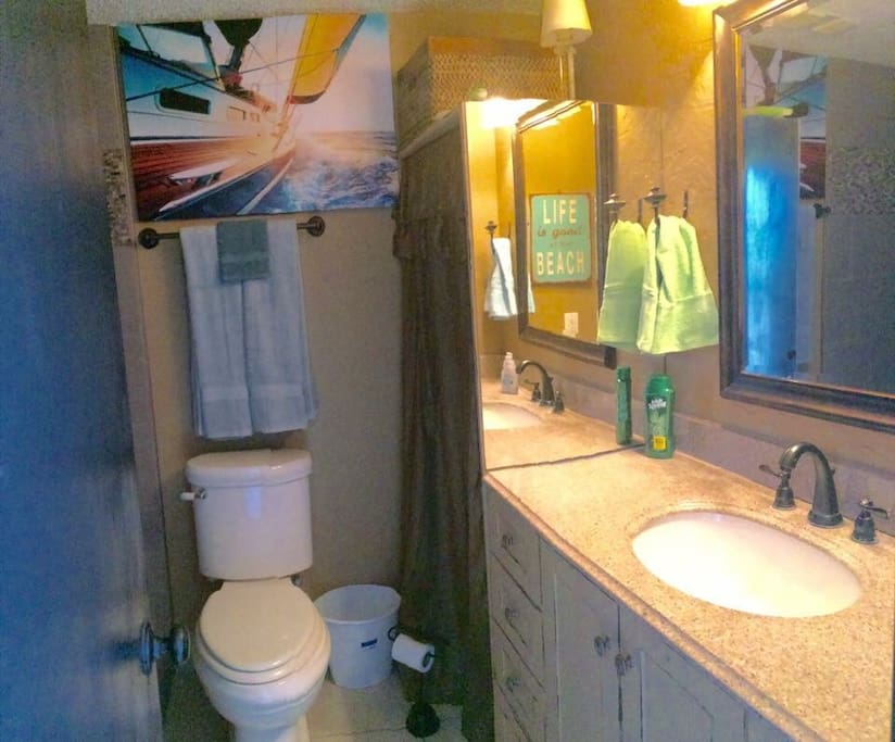 nice size bathroom with with walk-in shower,