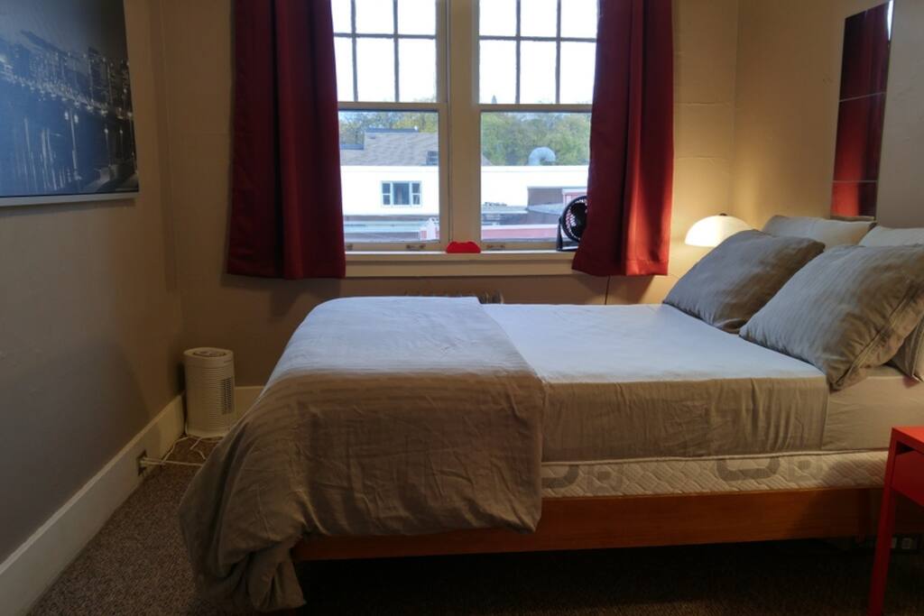 Blackout curtains shield you from the intense eastern morning sun so you sleep well.