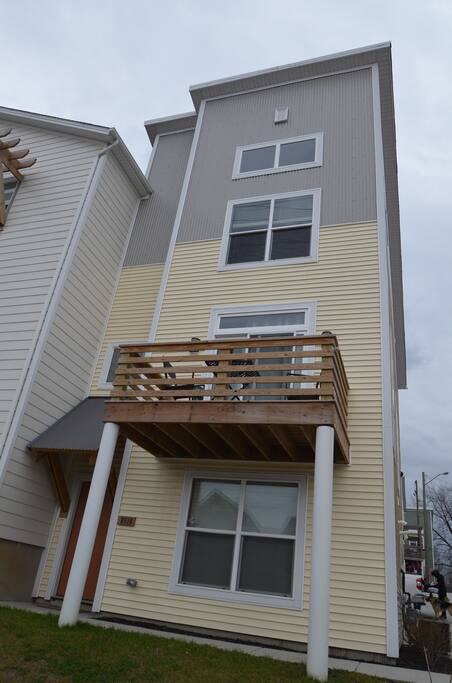 Exterior view of the townhouse.