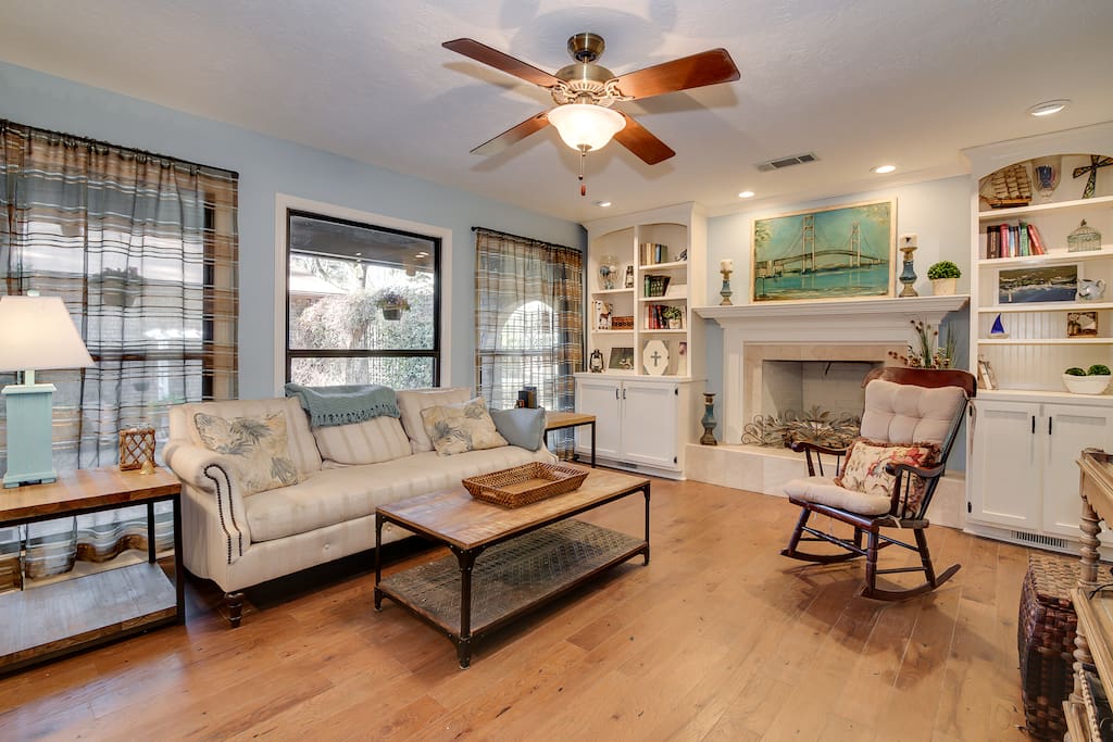 Living area overlooks courtyard