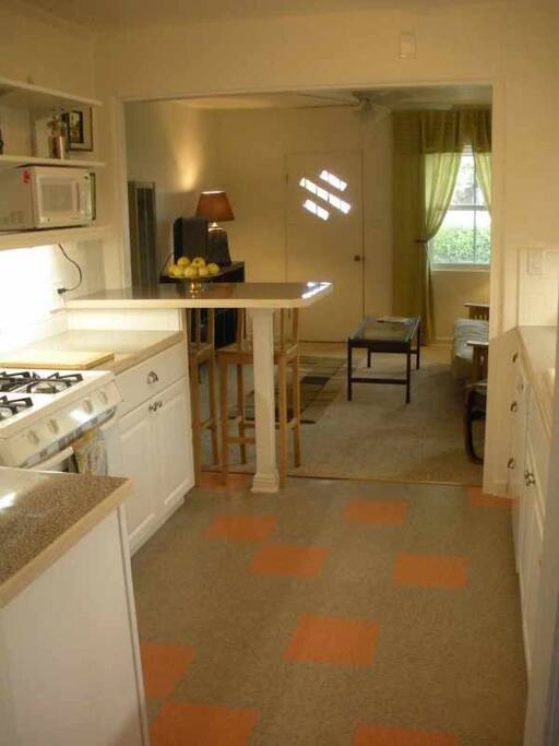 Kitchen into living room