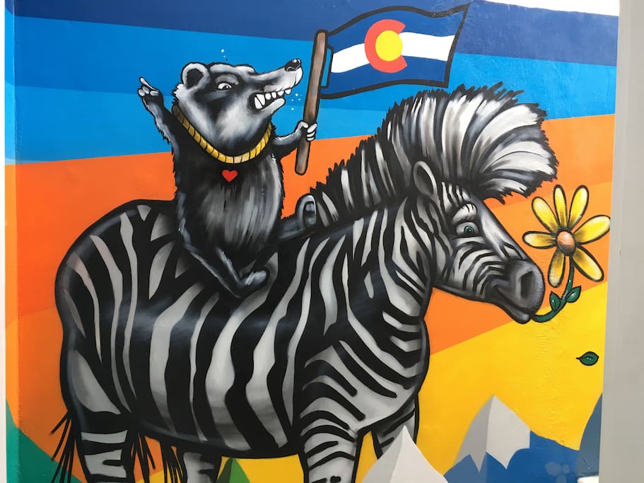Awesome stairwell mural by Pat McKinney and Pat Milbery.
