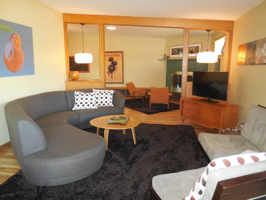 Main living space with a mid-mod feel.