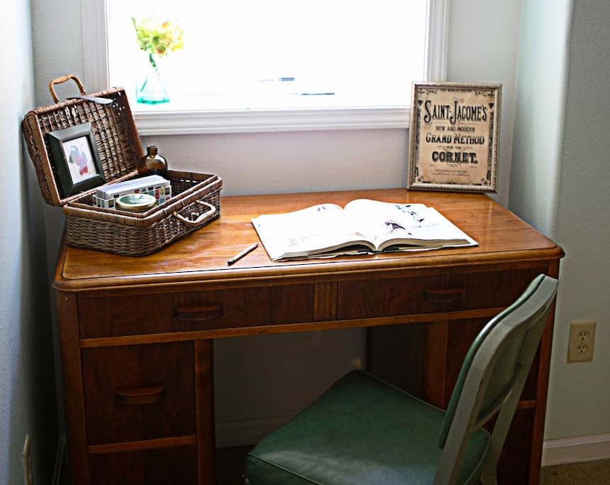 The Ladd room--library desk gives a feel of the 1910 era when our house was built.