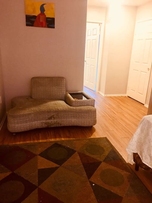 couch in the bedroom