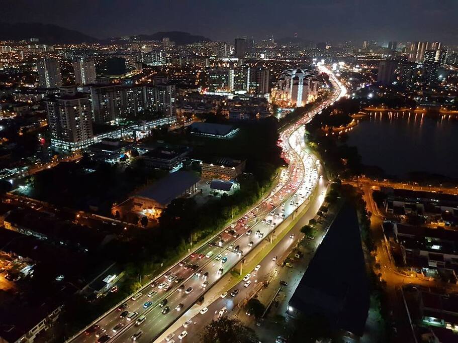 Magnificent Night View Outside of The Windows.