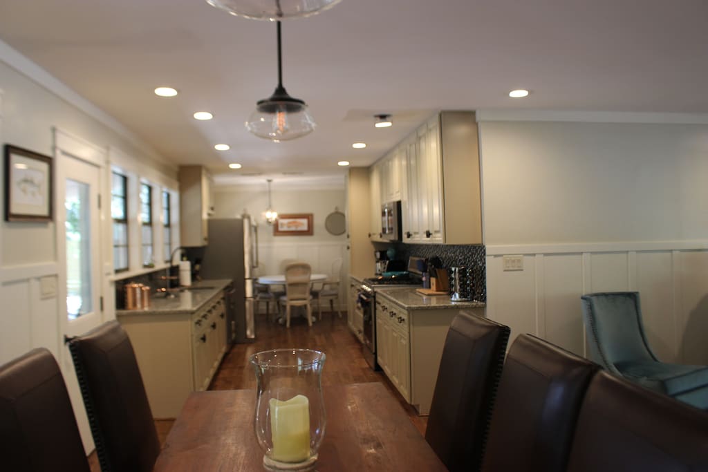 Shot of large gallery kitchen with top of the line Kitchen aid appliances