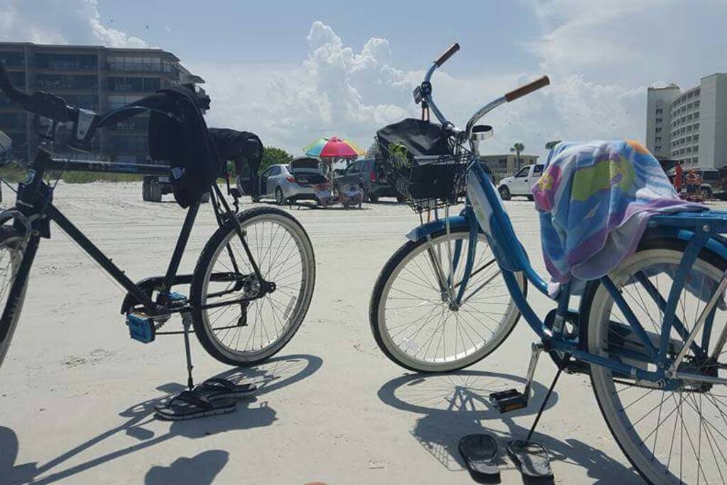 Beach, drive on or bike on. Two blocks out front door.