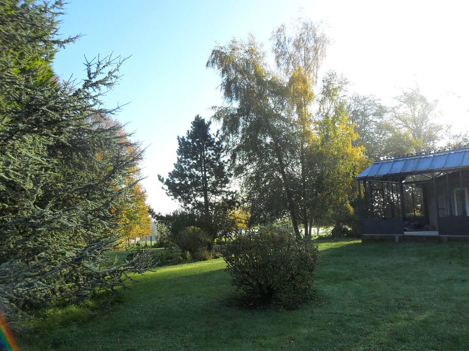 Vue sur la veranda du gîte