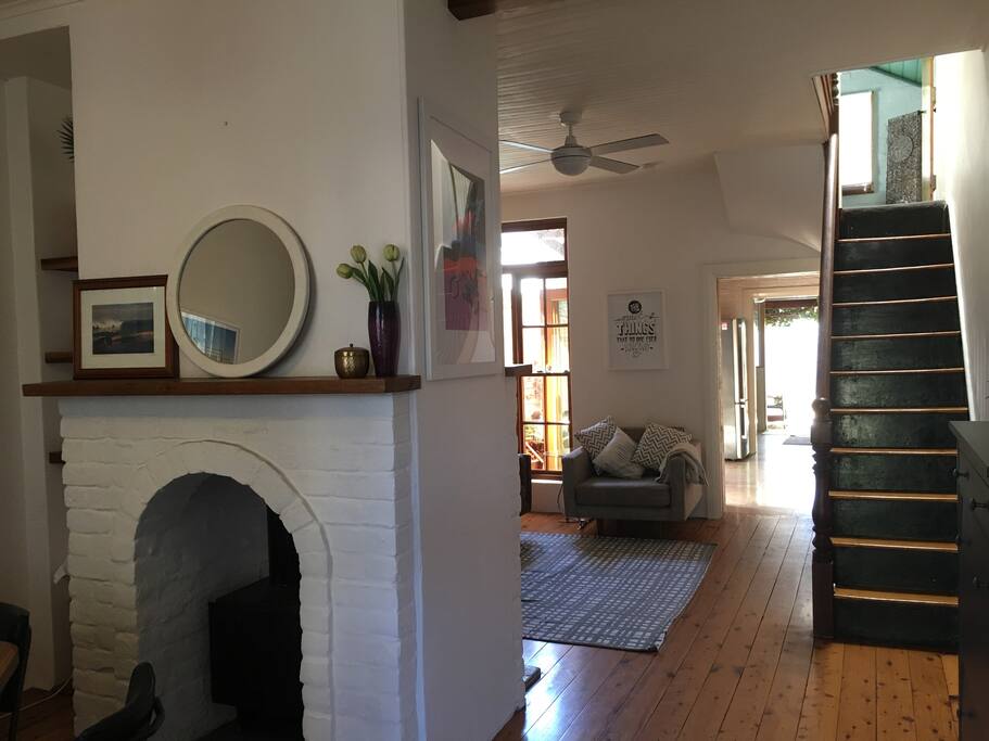 Entering the light-filled house.