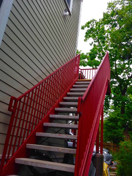 Lighted Private stairs to apartment entrance