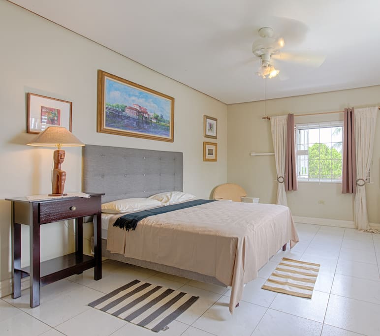 The bedroom is very big, with an ensuite bathroom