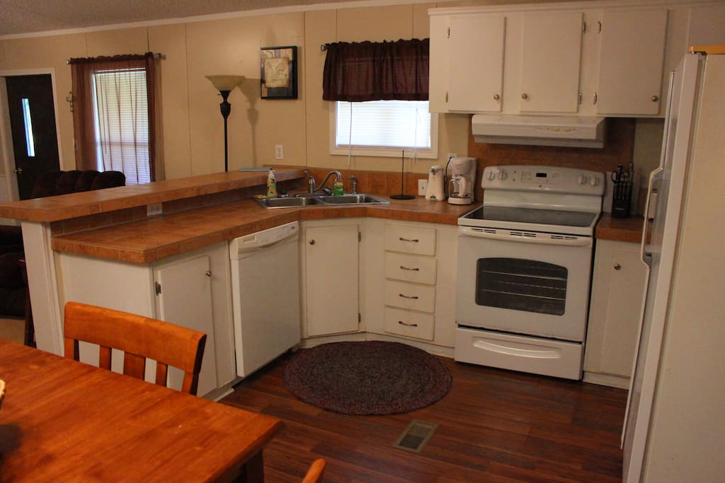 You will enjoy the fully equipped kitchen with all the pots and pans, as well as dishes that you will need.