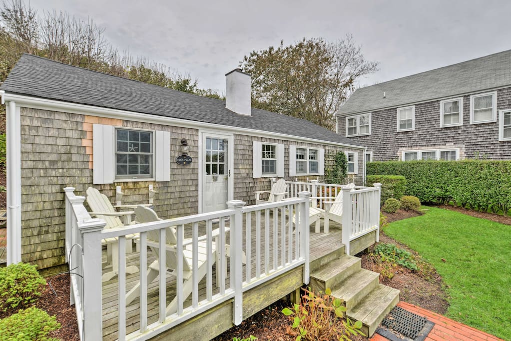 Relax on the private deck with a glass of local wine from Nantucket Vineyards.