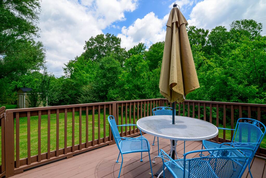Seating for 4 at the shaded patio table