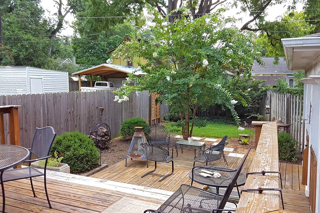 Wonderful multi level back deck for hanging out