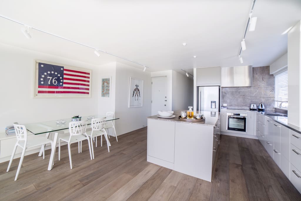 Recently renovated, large Italian Stone benchtop island