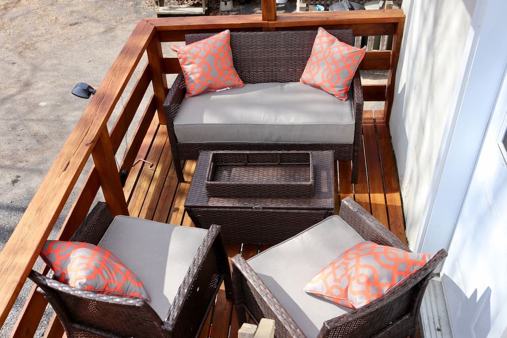 Relax and kick back on the niche little deck.