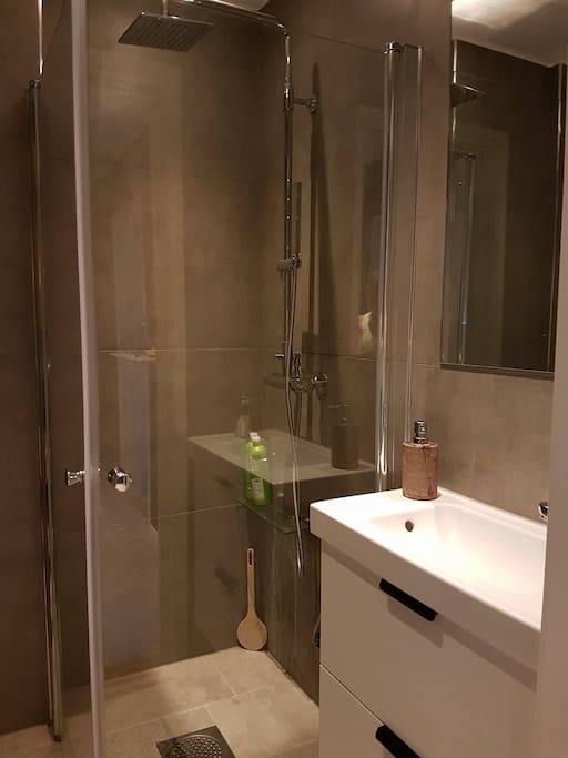 Our renovated bathroom. It has heating in the floor.