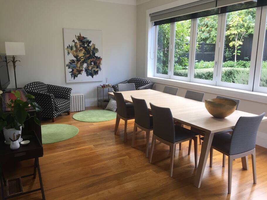 Dining room with extra living area and second TV
