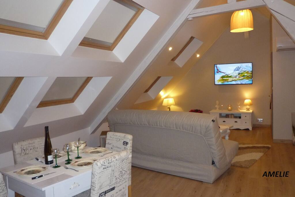 Espace salon et coin repas