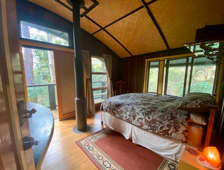 Bedroom 2 - this room is available on request when you book with a friend. An extra $10/night surcharge will be added to your booking after confirmation.  Double bed and access to private deck shared with Bedroom 1. 