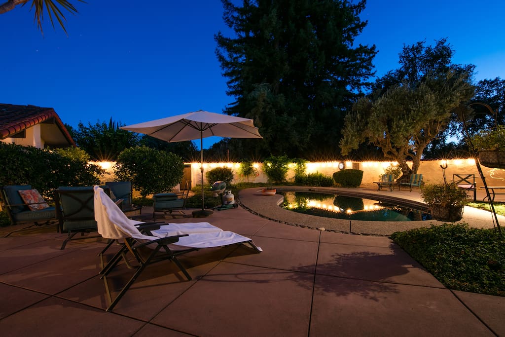 Relax by the pool in our comfy furniture or look up at the endless number of stars in our secluded backyard.