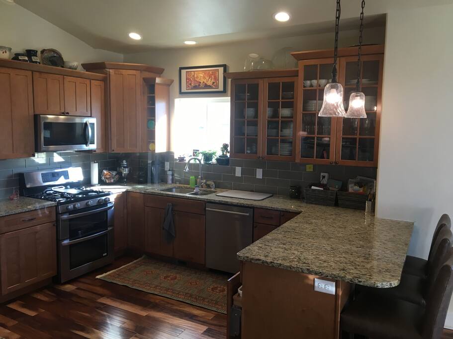 Custom kitchen with bar seating
