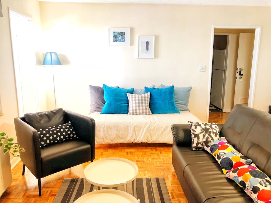 Living Room with sleep arrangement