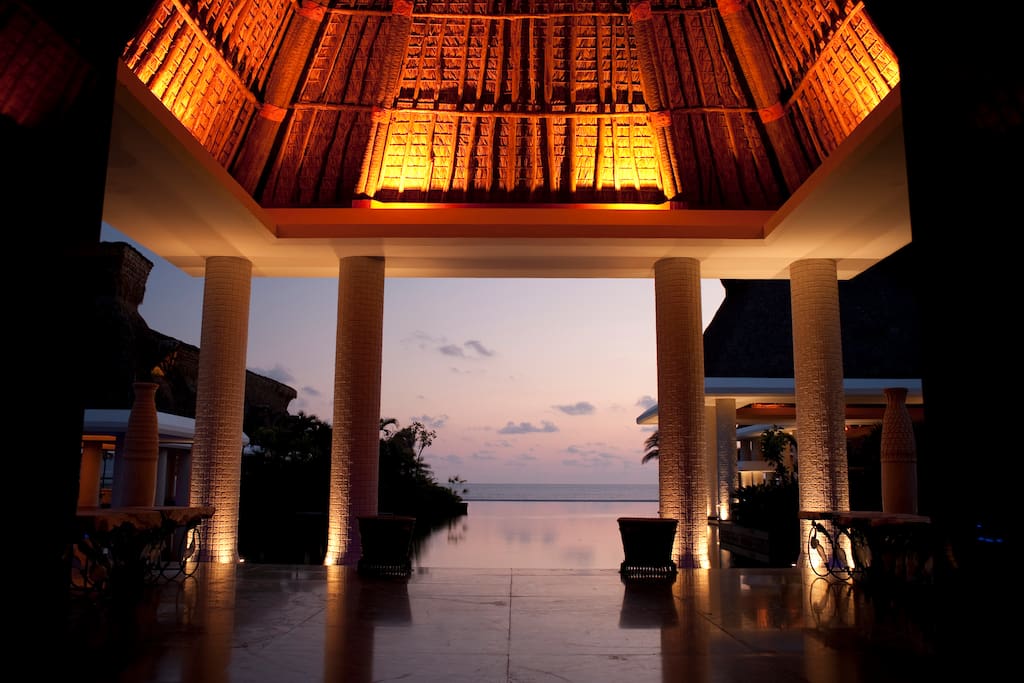 Enjoy sunsets framed by stunning modern architecture at the resort.