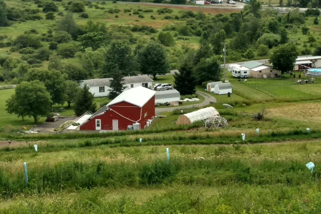 Hilltop view of our aquaponic farm