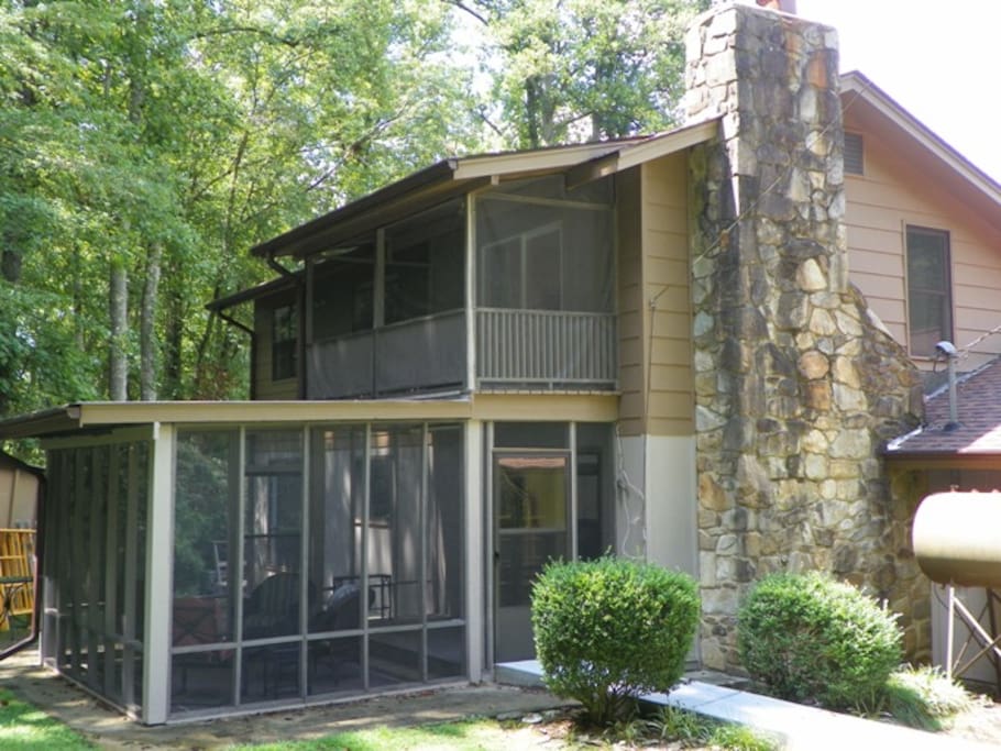 Private back yard with 2 screened porches