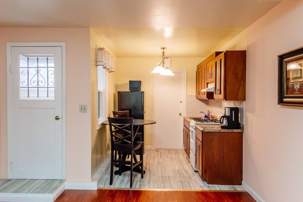 View of kitchen from living room