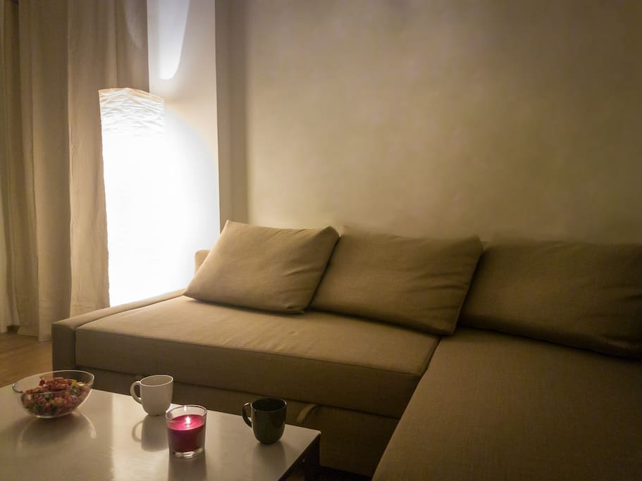 Living room, couch can be used as bed for 2 persons