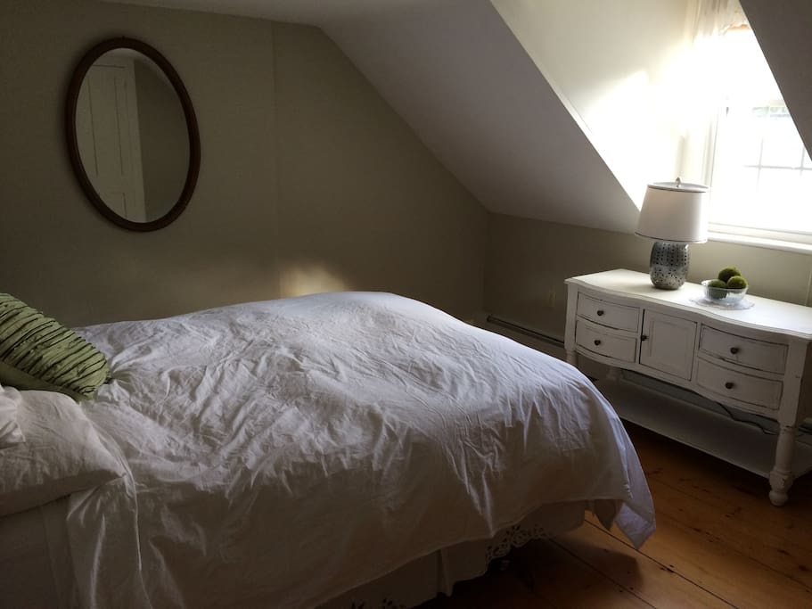 Queen Room with Private bath with tub and shower.