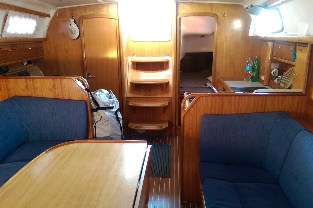 The salon, other side. Notice two rear cabins
