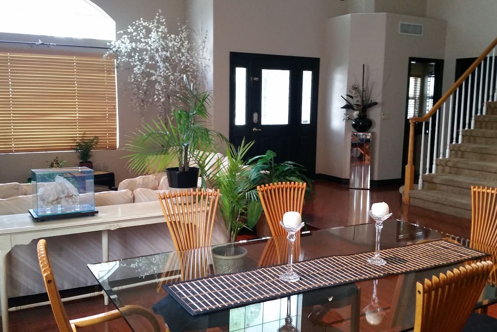 Large, contemporary dining table seats 6