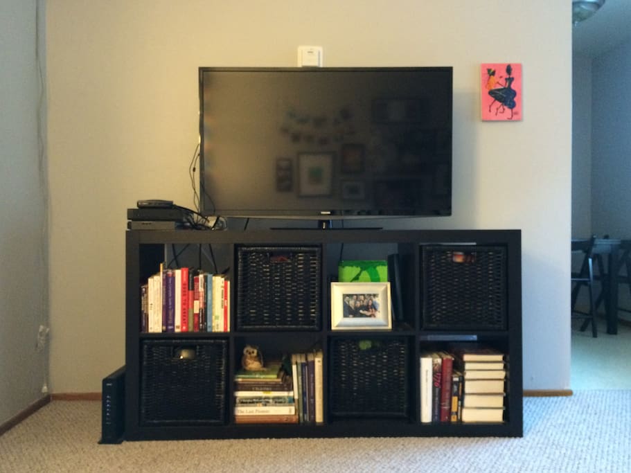 Big screen TV with Blu-ray and DVD player. Netflix included.