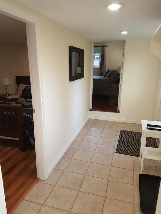 Hall to main bedroom, only step in suite into master.