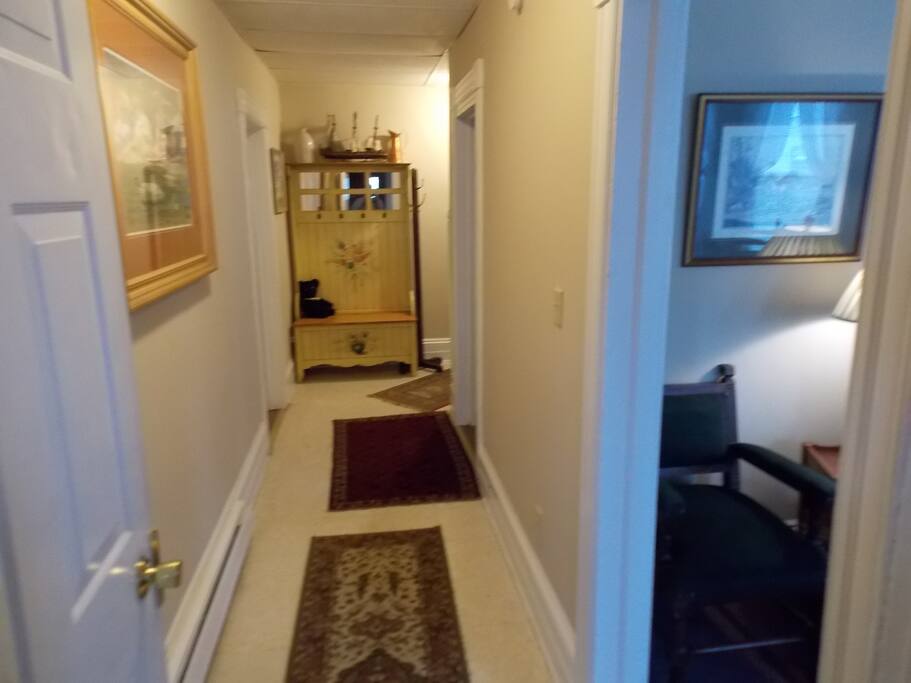 Down the hall from front door