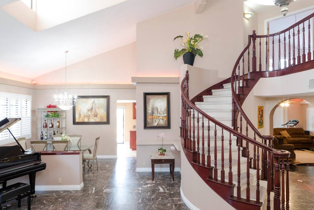 The living room with high ceiling